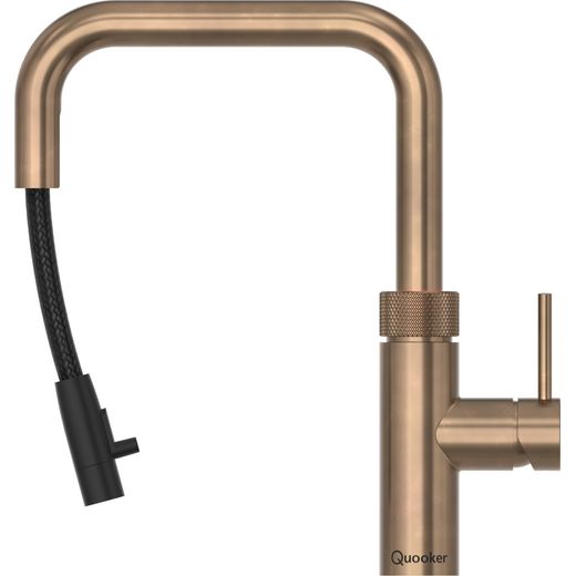 Quooker Flex Square - Patinated Brass - Side shot with hose
